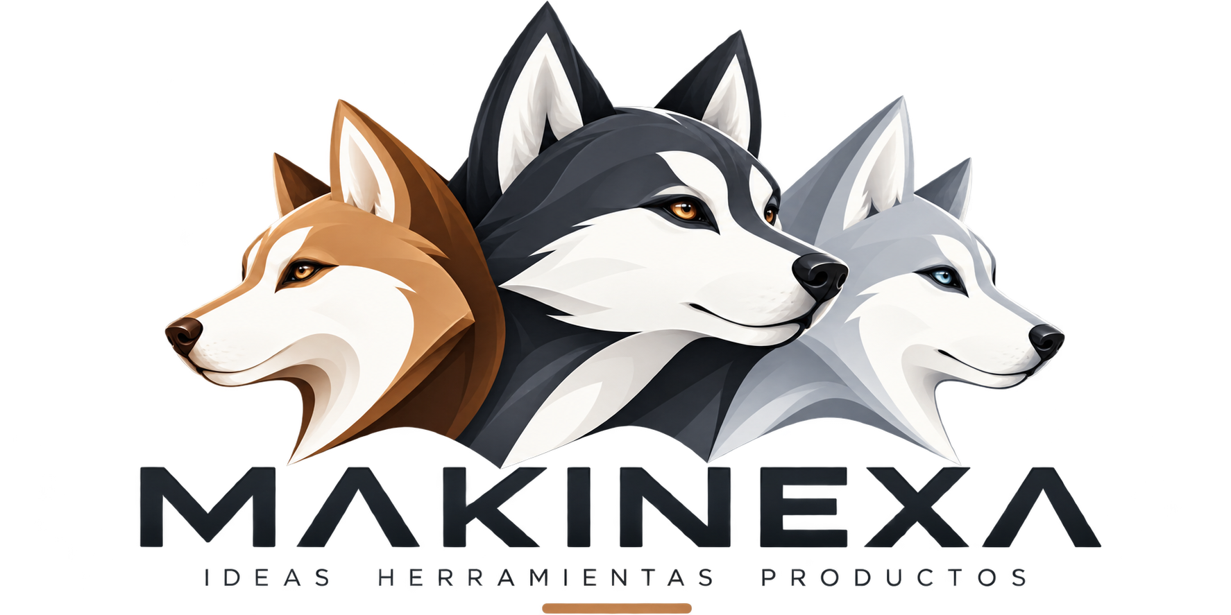 Logo de Makinexa con tres huskies